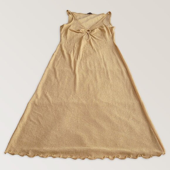 MOSCHINO Gold Party Christmas Maxi Dress, Elegant Translucent Dress, Siz… - Picture 3 of 7